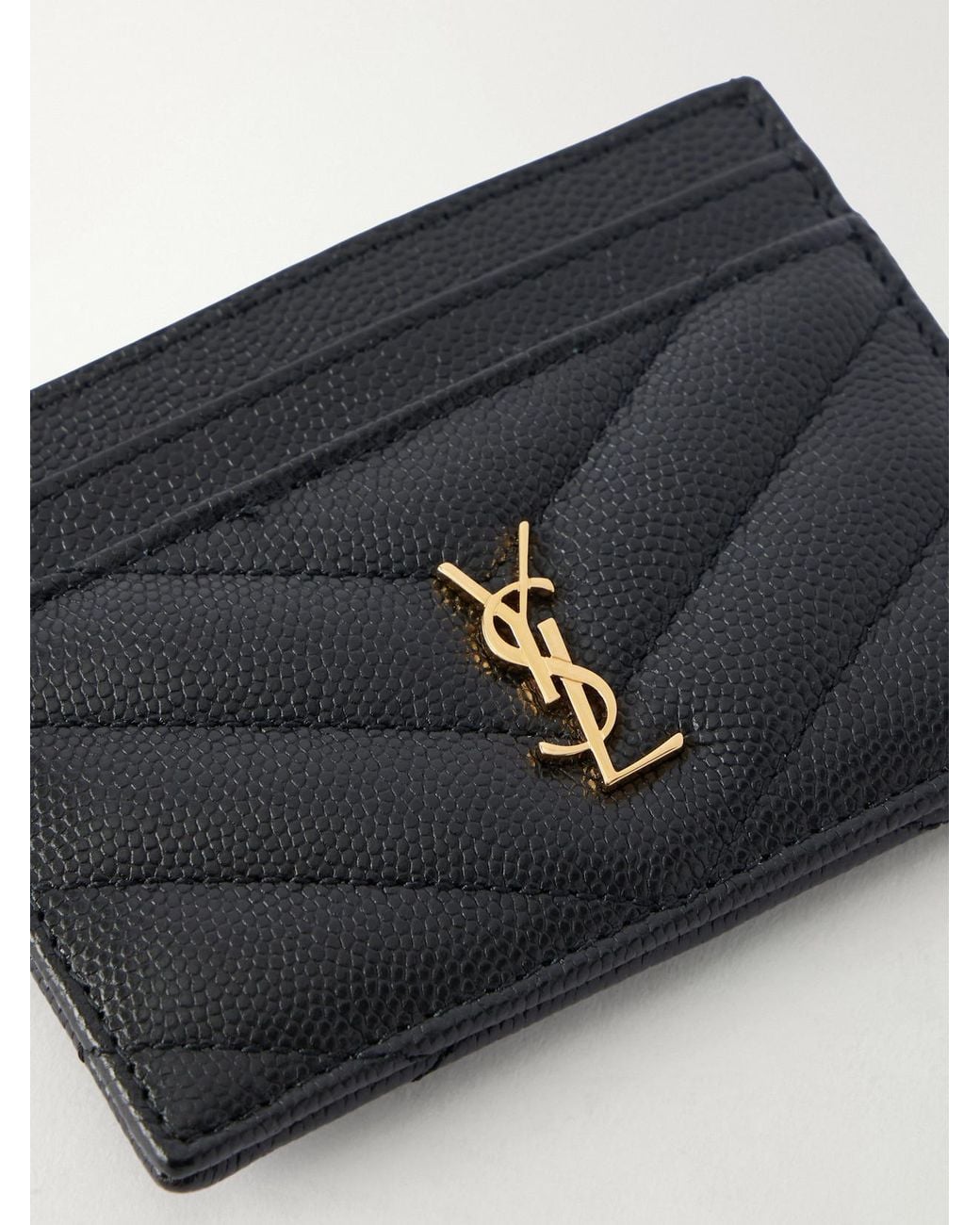 Saint Laurent Black Cassandre Matelassé Leather Card Holder