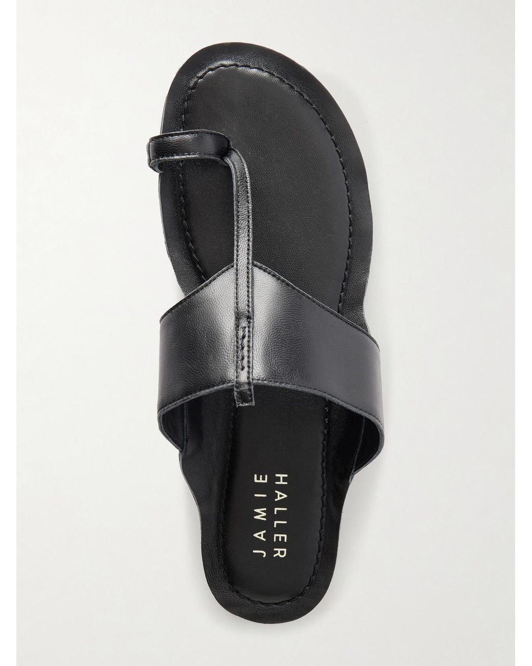 Jamie Haller Black The Toe Thong Leather Sandals