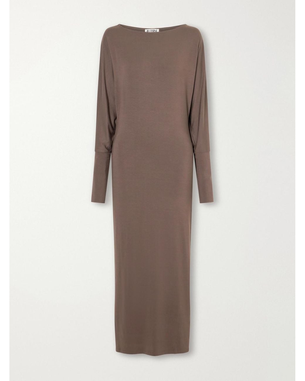 ÉTERNE Brown Aspen Stretch-Modal Jersey Midi Dress