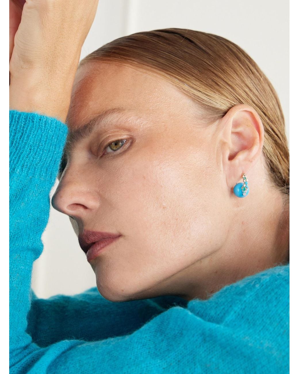 Sydney Evan Blue 14-Karat, Diamond, Emerald And Earrings