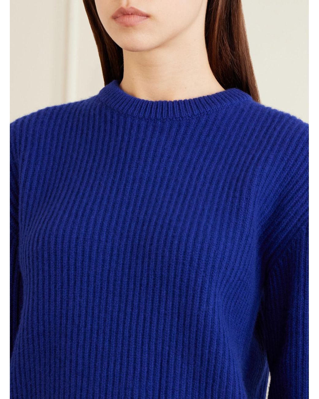 Jil Sander Blue Ribbed-Knit Wool Sweater