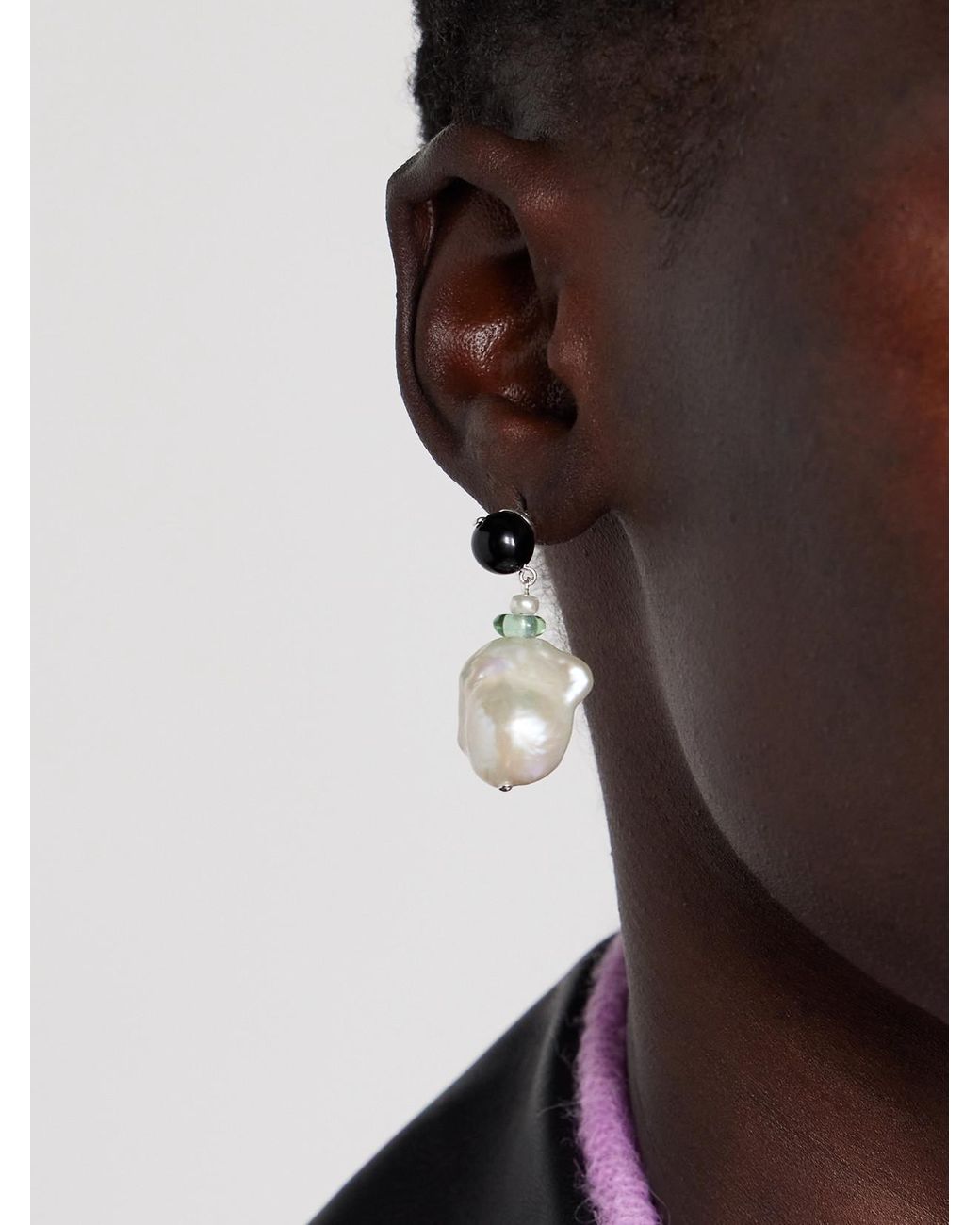 COMPLETEDWORKS White Bio-Resin, Recycled, Cubic Zirconia And Pearl Earrings