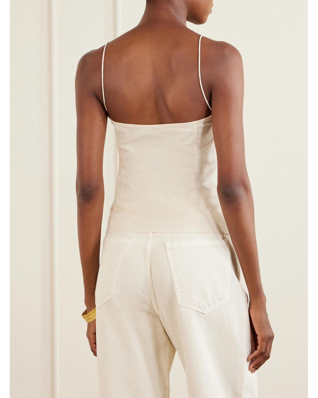 St. Agni Natural Studio Stretch Cotton-Blend Poplin Camisole