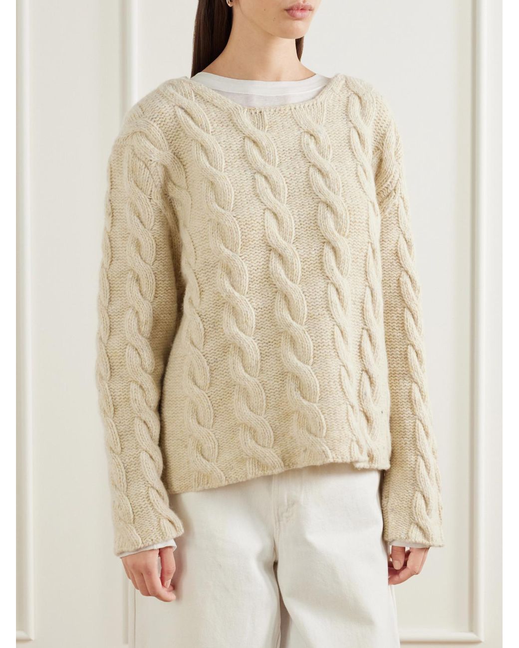 B Sides Natural Cable-Knit Wool Sweater