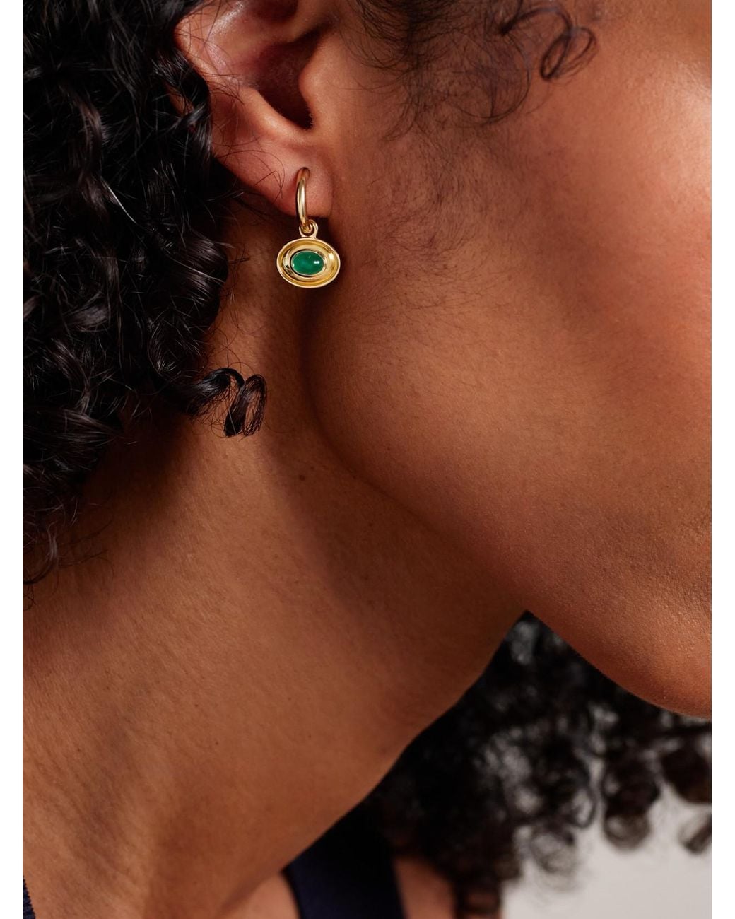 BY PARIAH Natural Aurelia 14-Karat Emerald Hoop Earrings