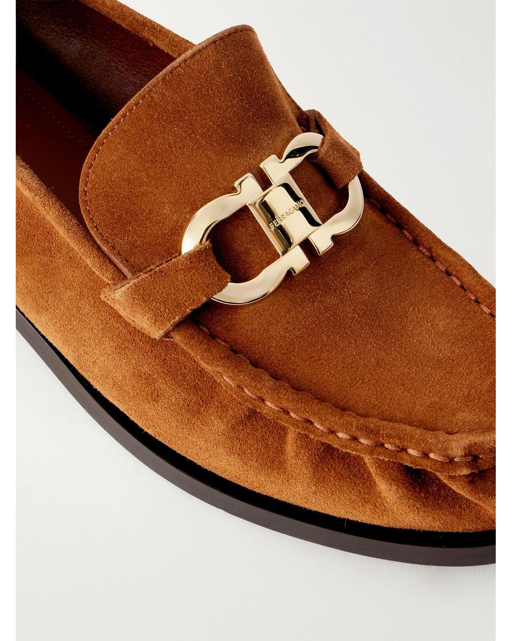 Ferragamo Brown Maryan Suede Loafers