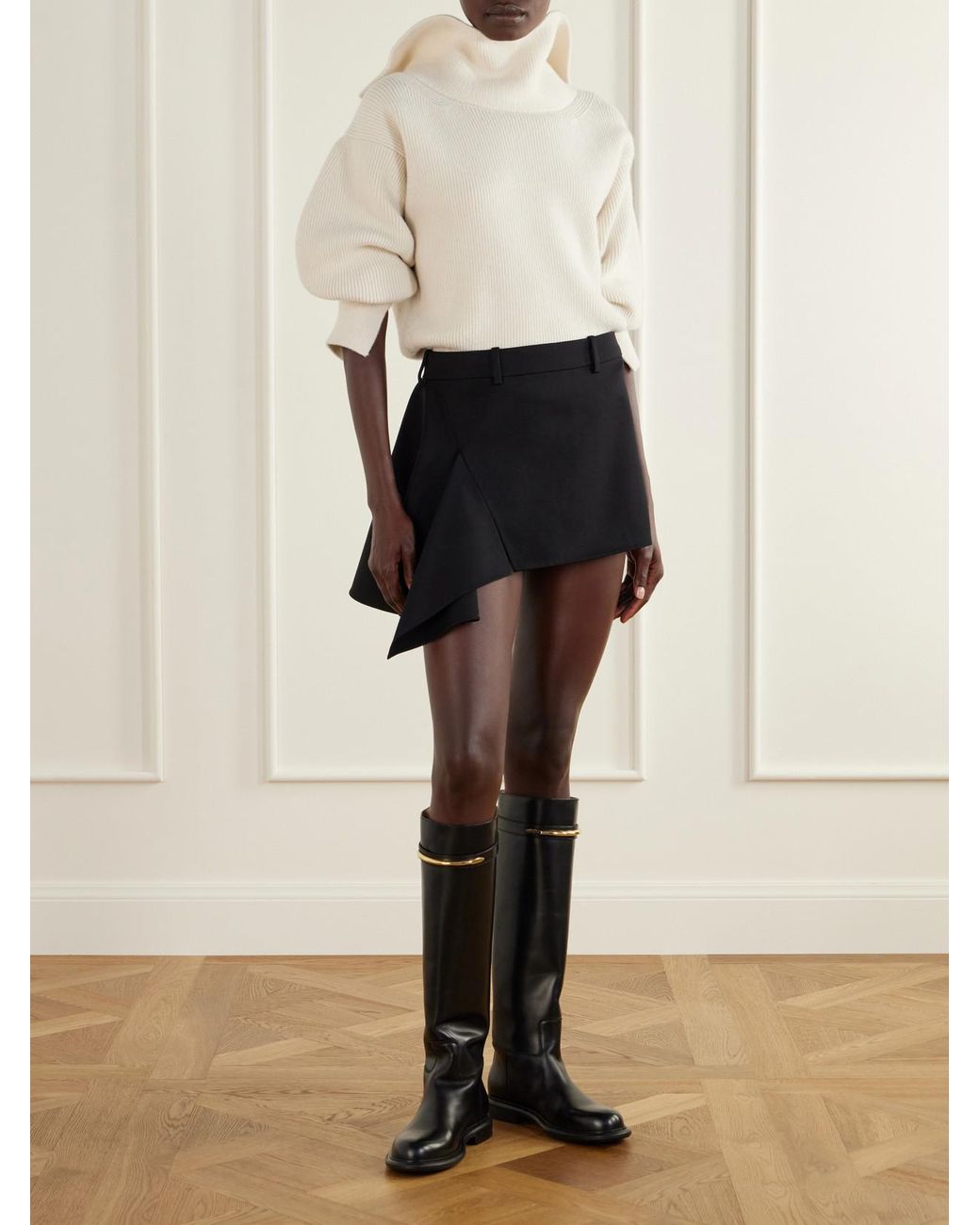 Givenchy Black Pinch Leather Knee Boots