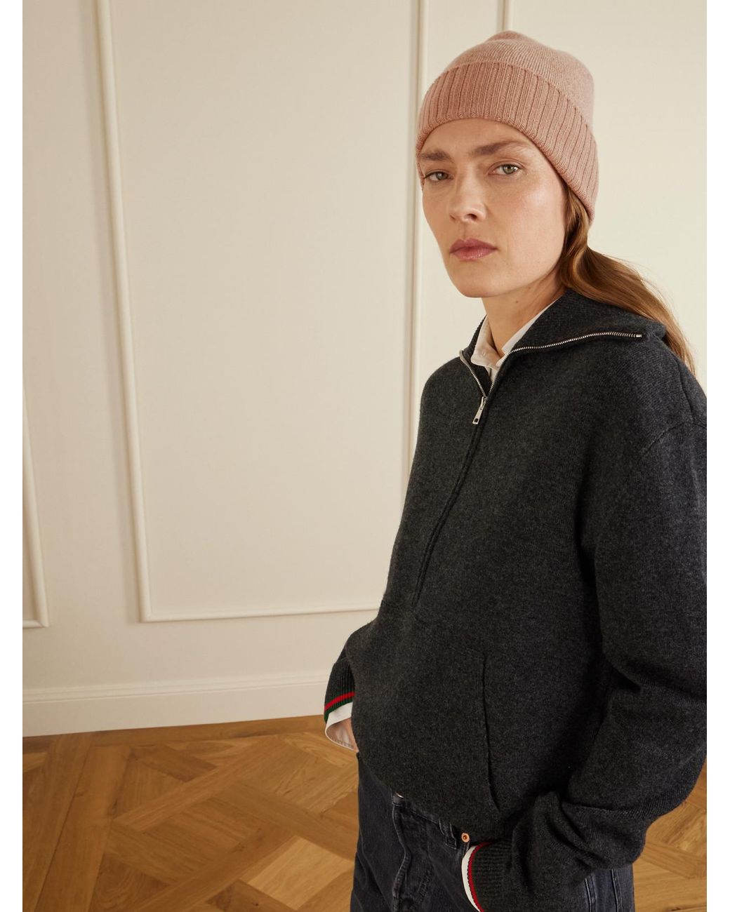 Gucci Natural Logo-Jacquard Cashmere-Blend Beanie