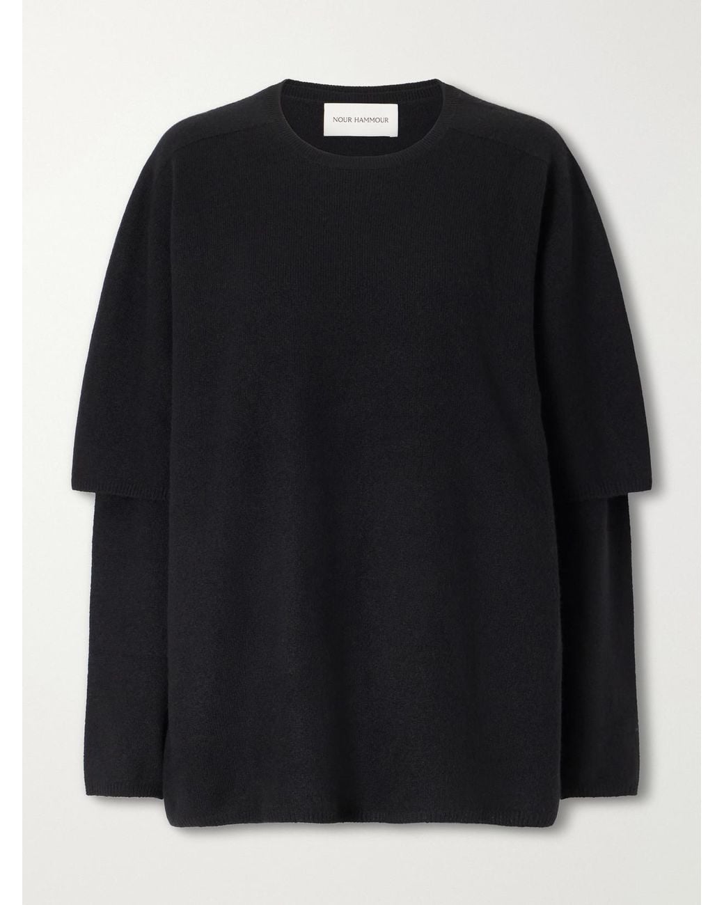 Nour Hammour Black Cobain Layered Cashmere Sweater