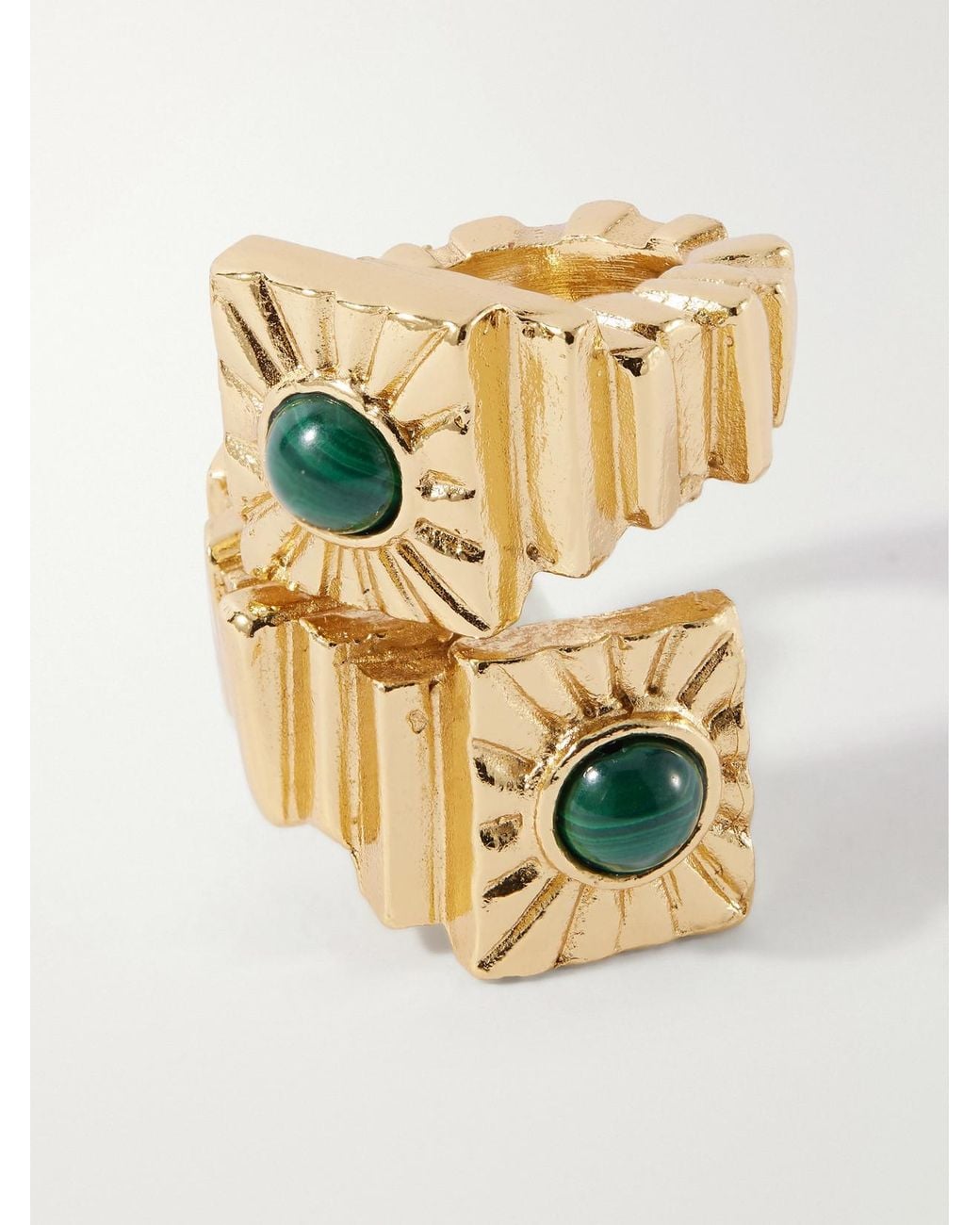 Paola Sighinolfi Metallic Kabala-Plated Malachite Ring