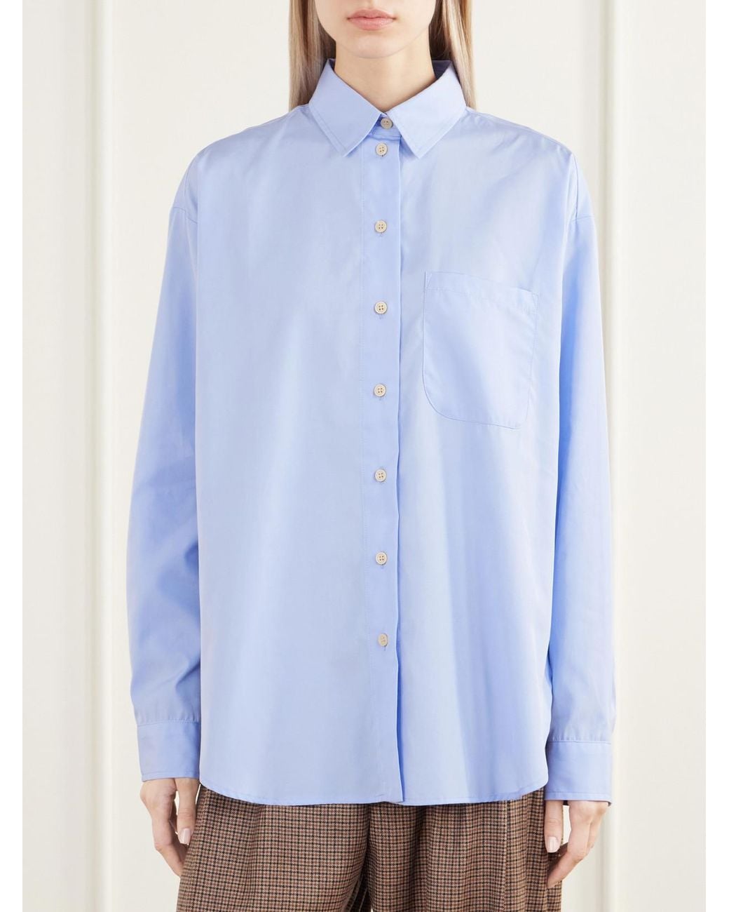 Jamie Haller Blue The Essential Drop-Tail Cotton-Poplin Shirt