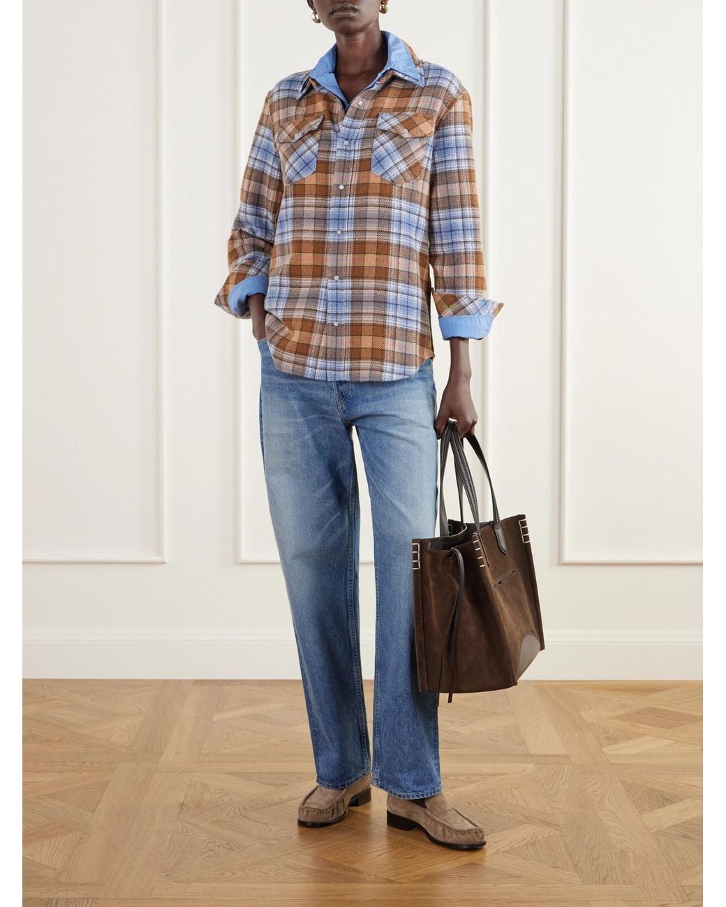 God's True Cashmere Multicolor Nomad Checked Cashmere-Twill Shirt