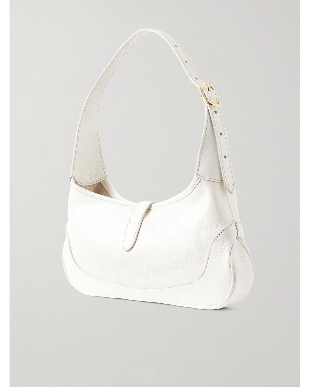 Gucci White Jackie 1961 Slim Textured-Leather Shoulder Bag