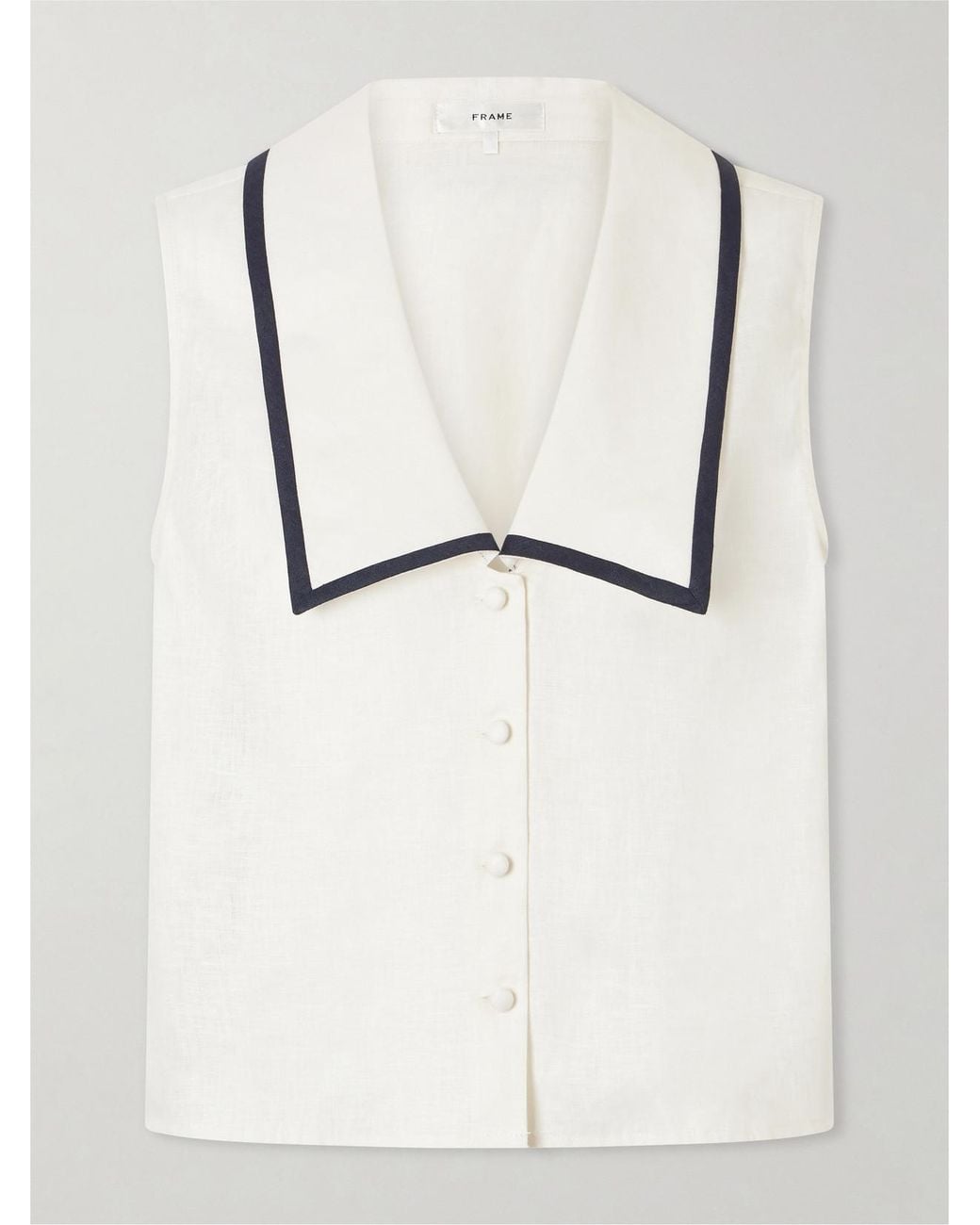 FRAME Natural Cabana Linen Top