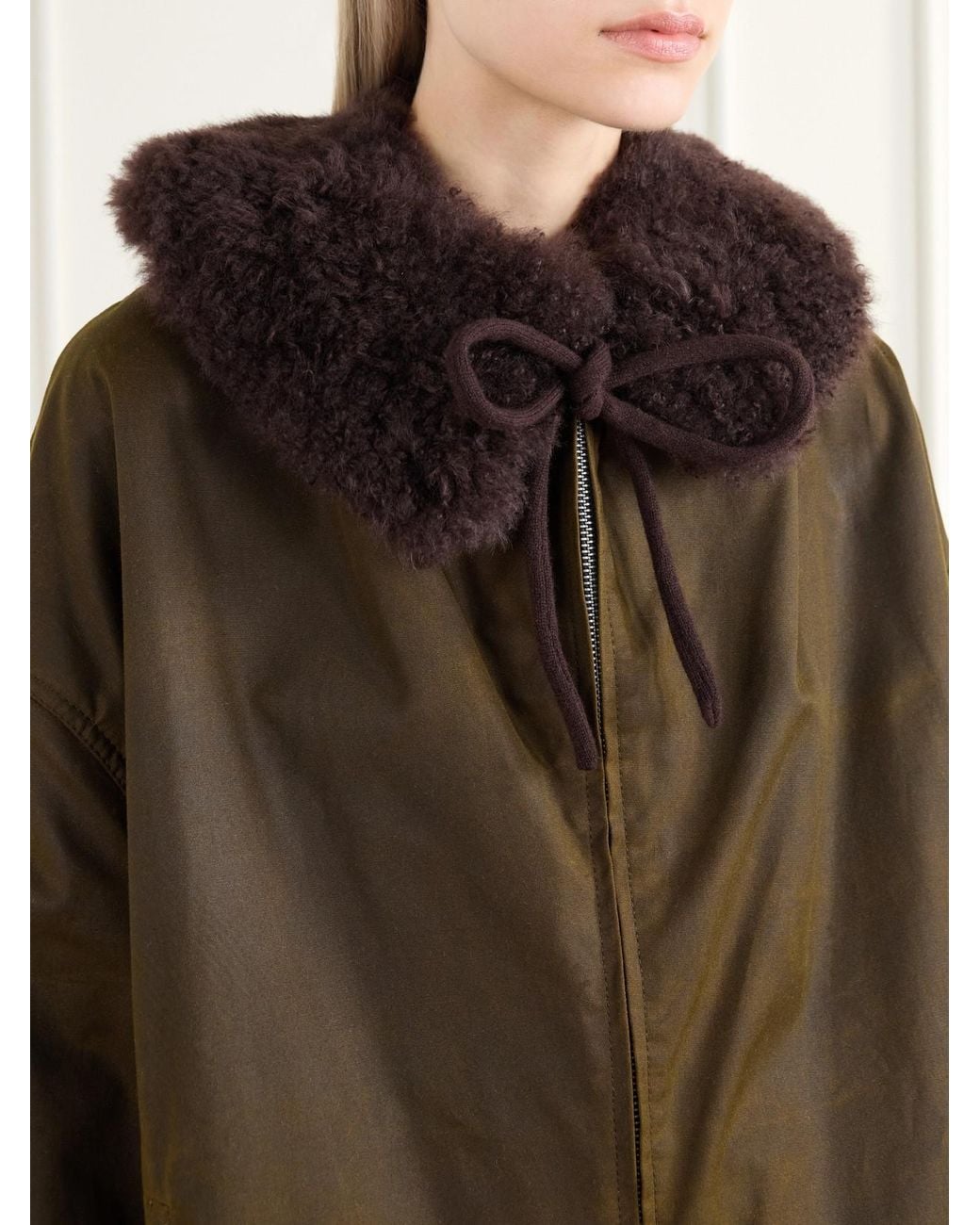 Yves Salomon Black Wool-Trimmed Shearling Collar