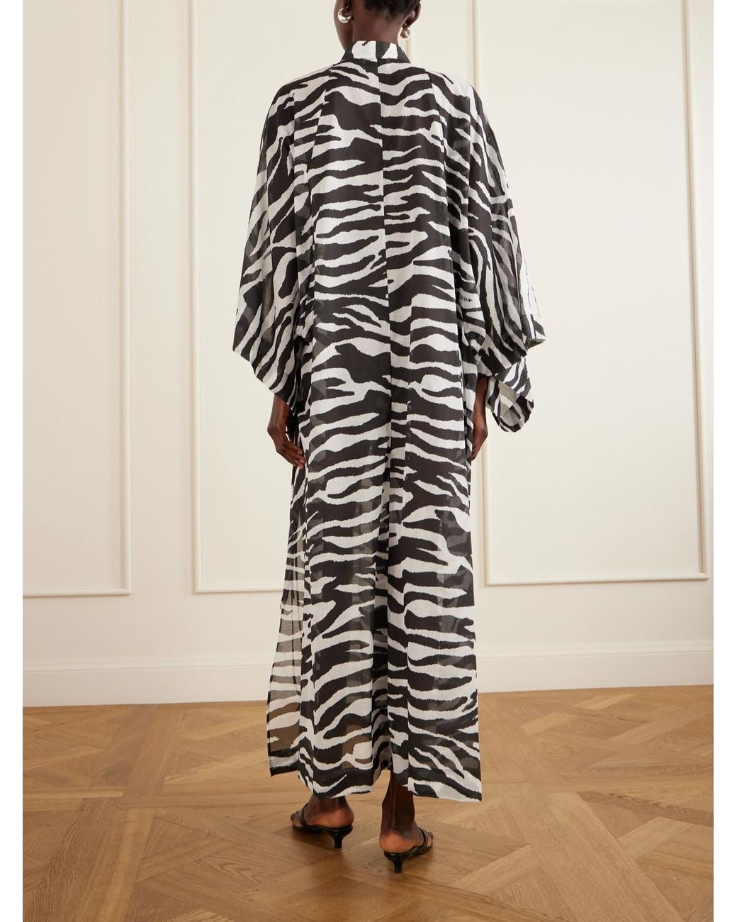 The Attico White Zebra-Print Cotton Kaftan