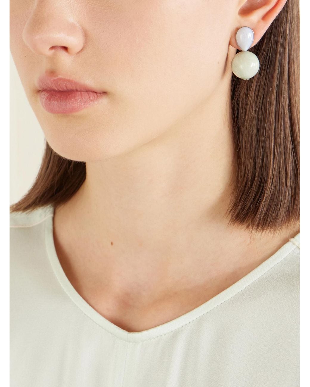 Jennifer Behr White Allison-Tone Jade Earrings