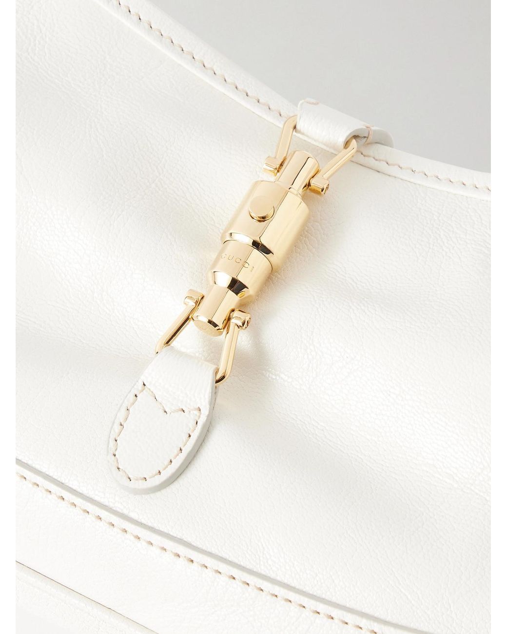 Gucci White Jackie 1961 Slim Textured-Leather Shoulder Bag