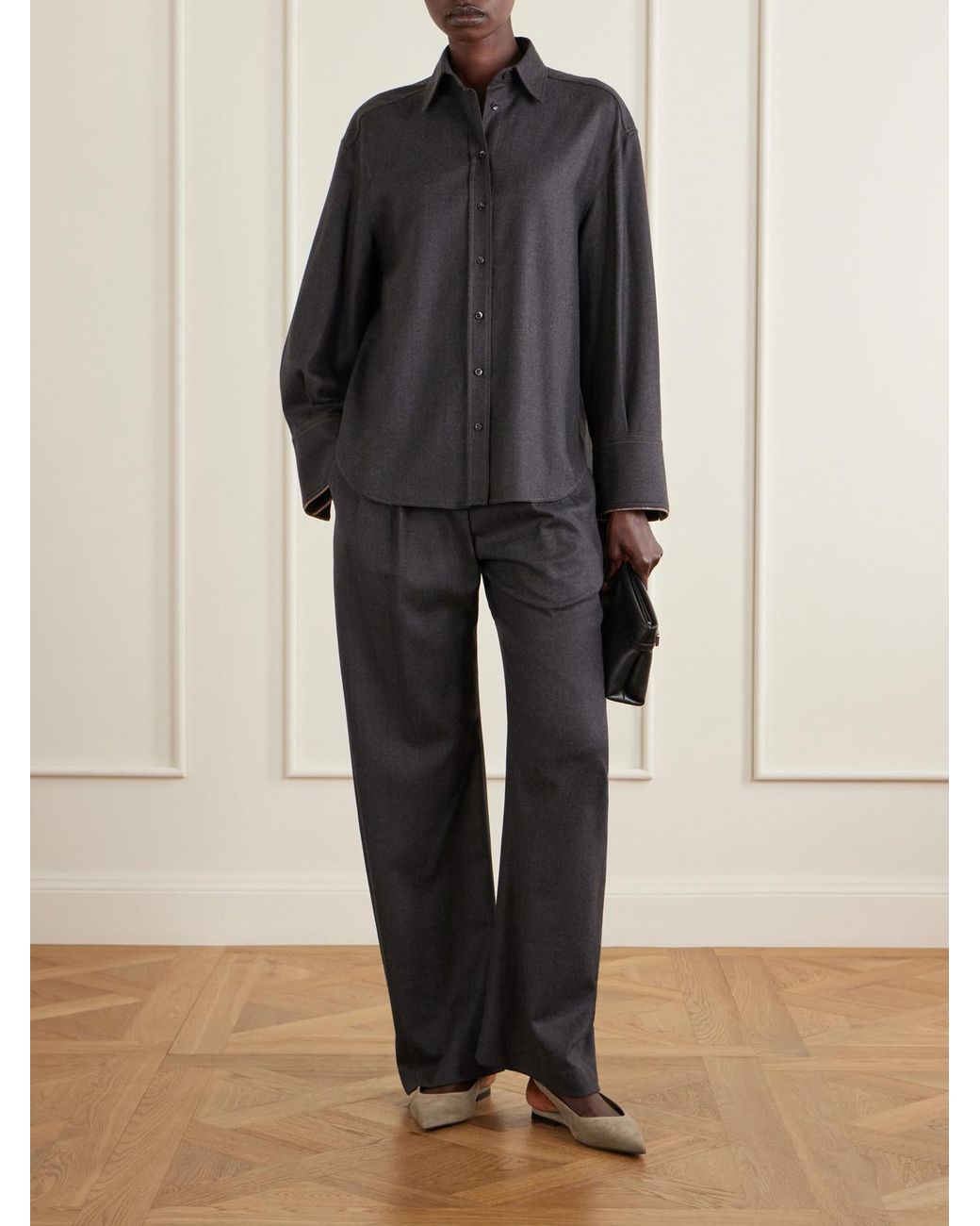Brunello Cucinelli Blue Oversized Wool Shirt