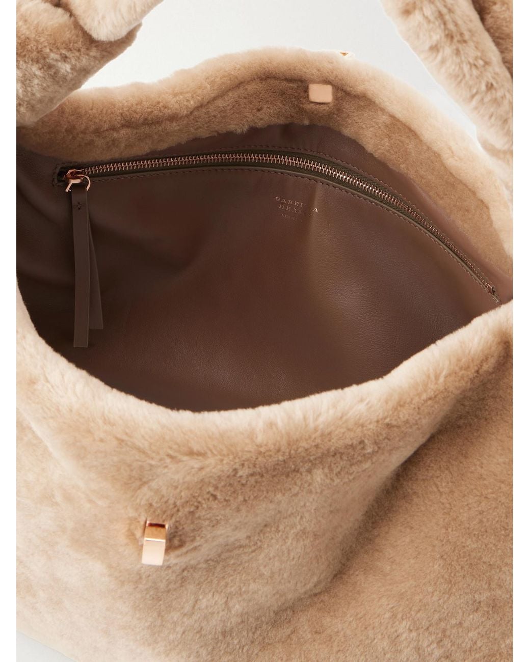 Gabriela Hearst Natural Antonia Shearling Top-Handle Bag
