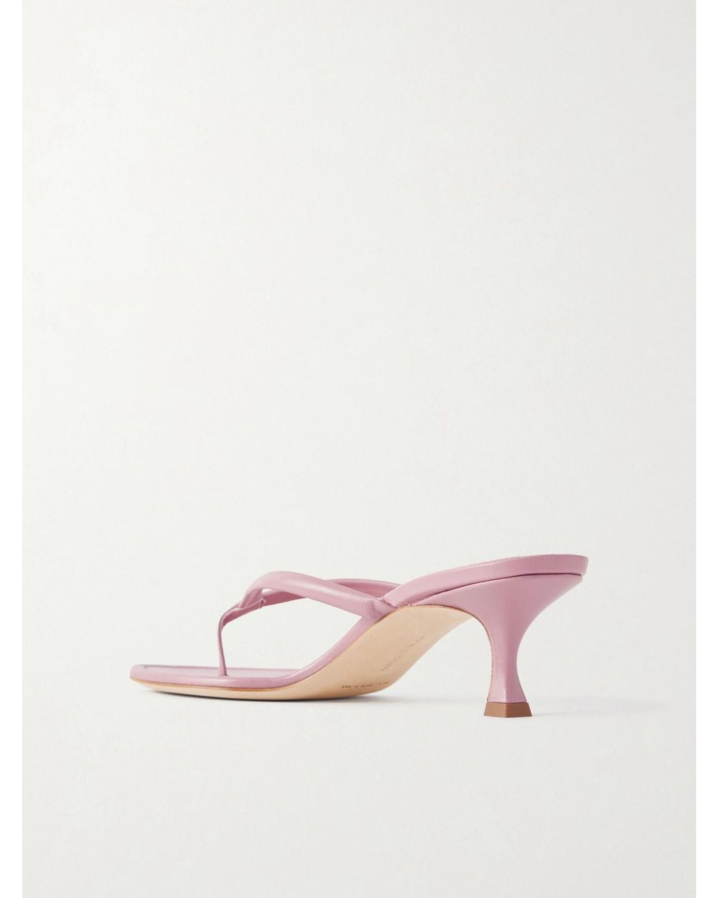 Manolo Blahnik Pink Paterno 50 Leather Thong Sandals
