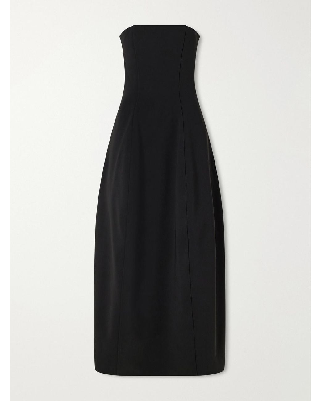 Totême Black Strapless Crepe Maxi Dress