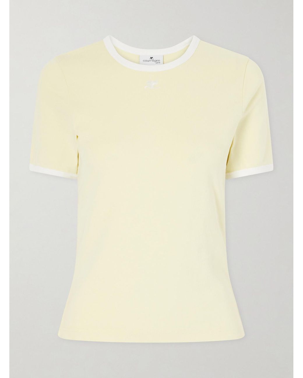 Courreges Natural Logo-Embroidered Cotton-Jersey T-Shirt