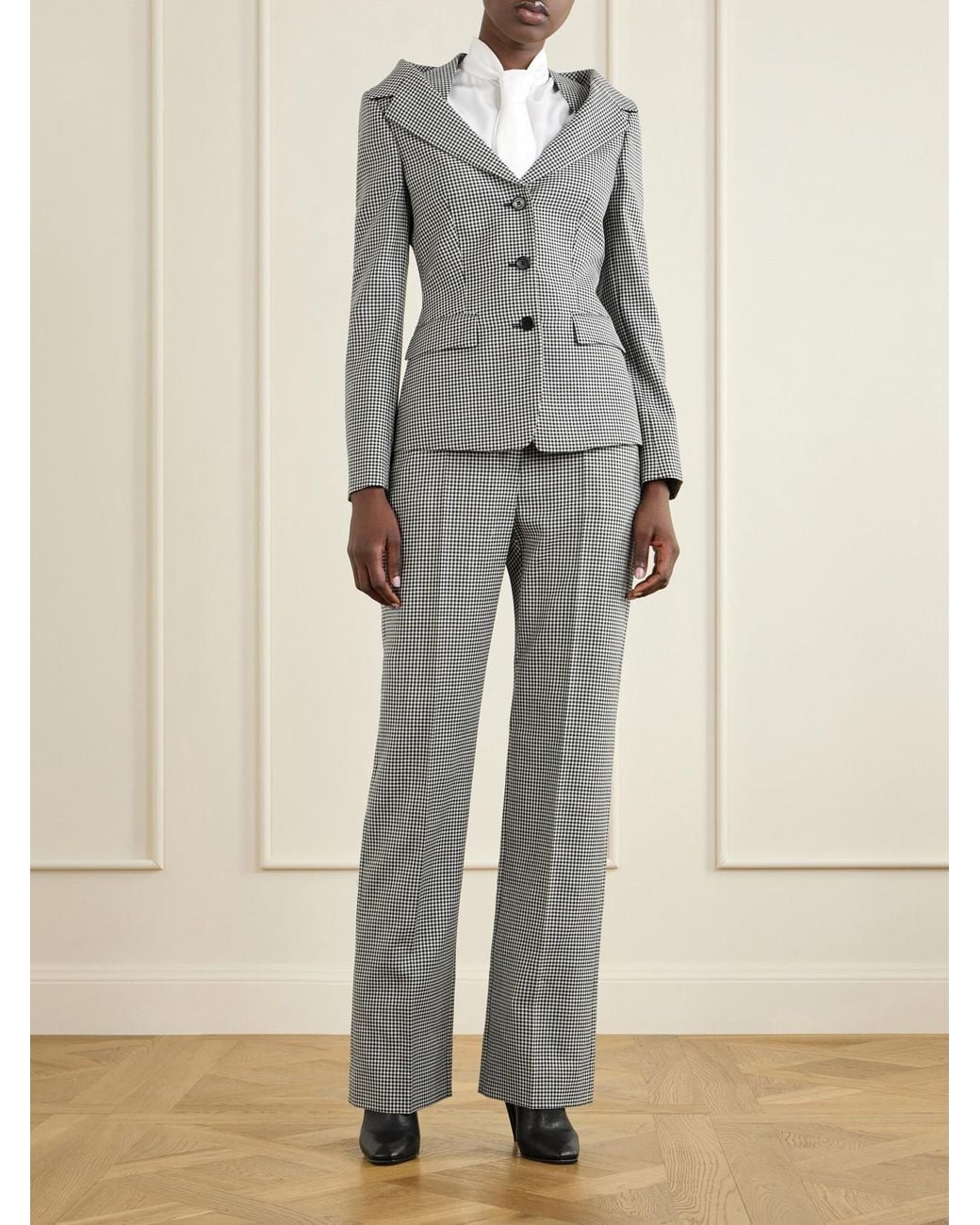 McQueen Gray Gingham Wool Jacket