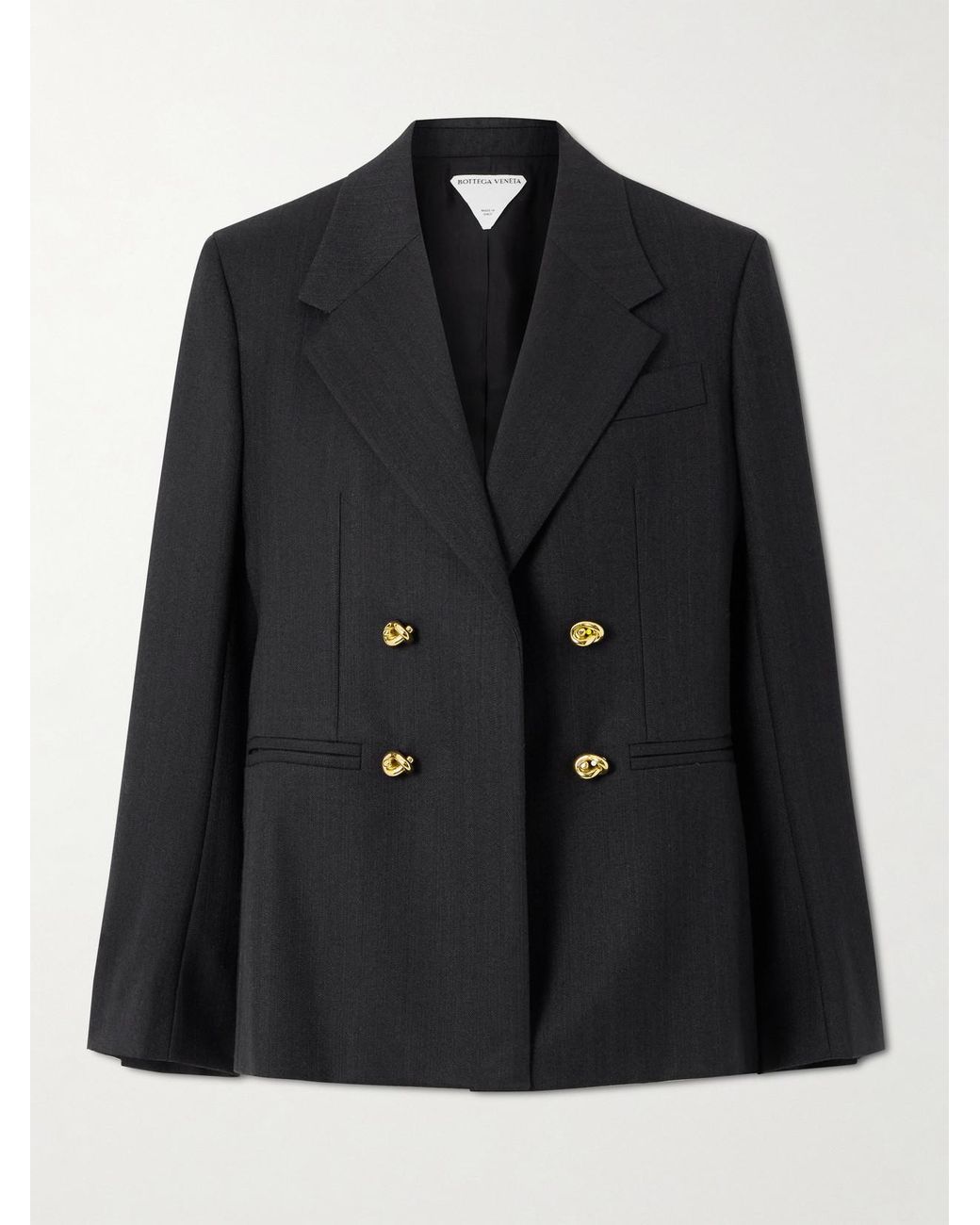 Bottega Veneta Black Double-Breasted Wool Blazer