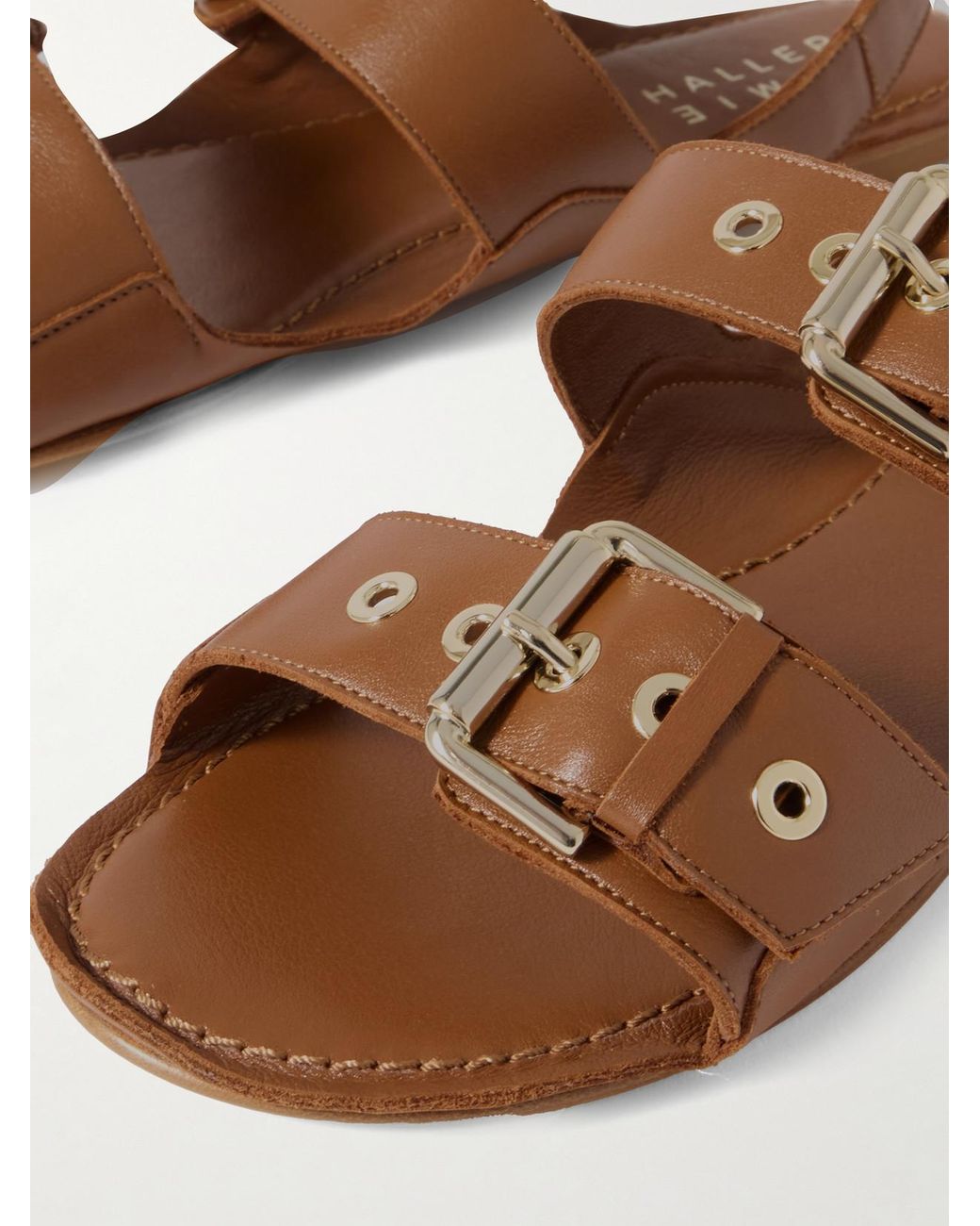 Jamie Haller Brown The Double Buckle Leather Sandals