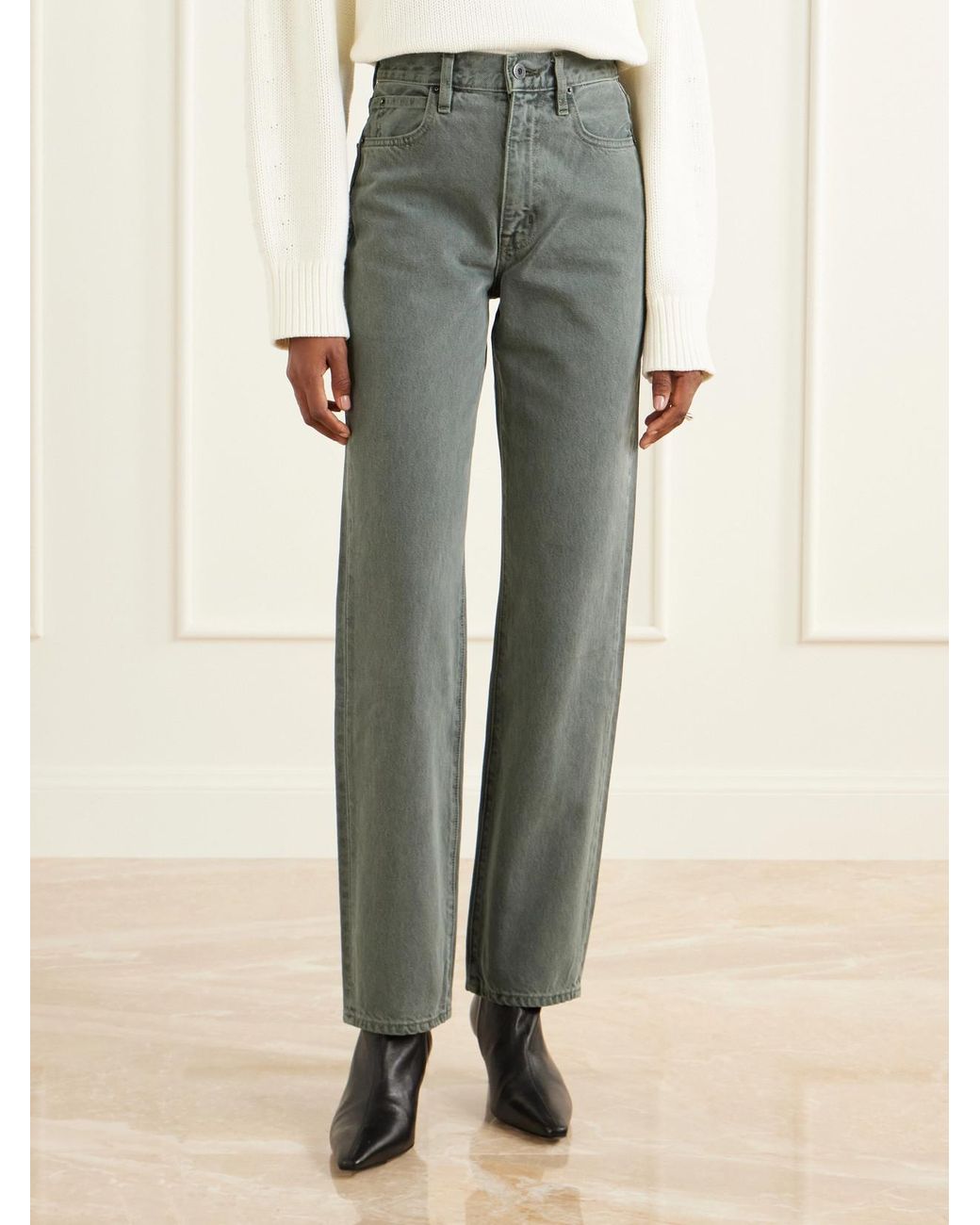 SLVRLAKE Denim Gray London High-Rise Straight-Leg Jeans