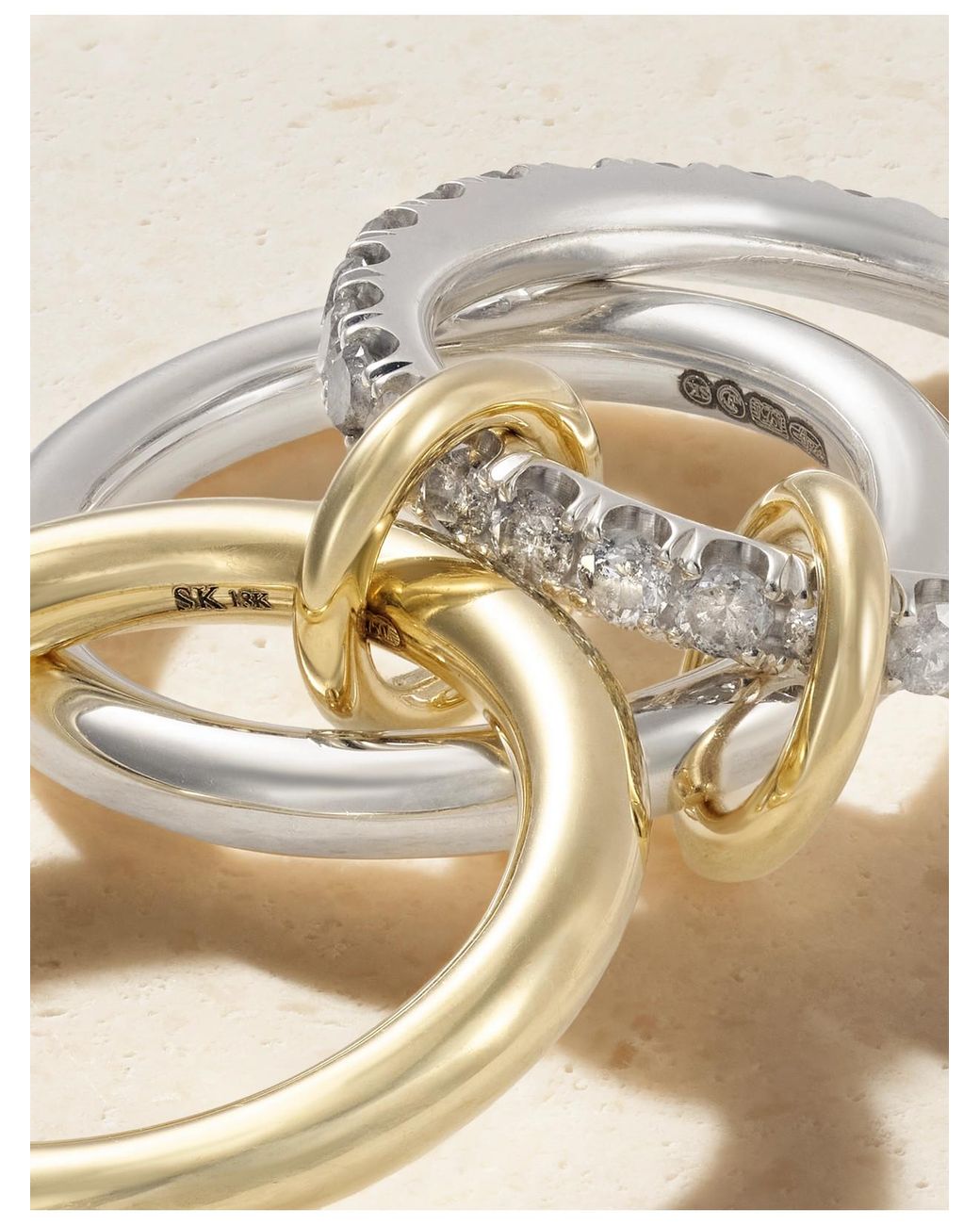 Spinelli Kilcollin Natural Taurus Set Of Three 18-Karat And Sterling Diamond Rings