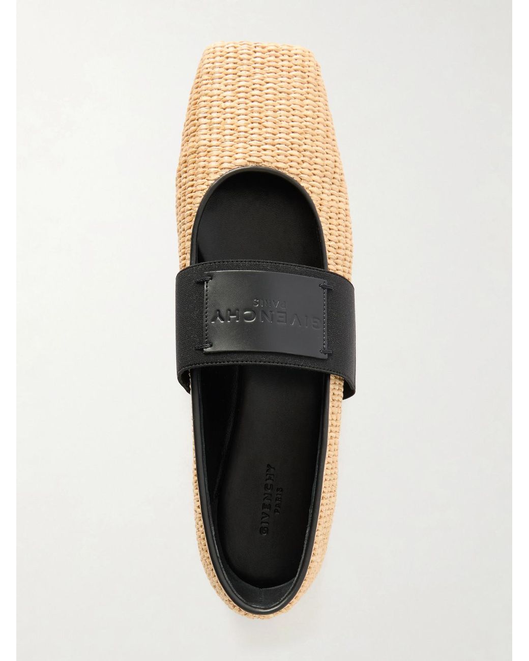 Givenchy Natural Logo-Appliquéd Raffia Ballerina Flats