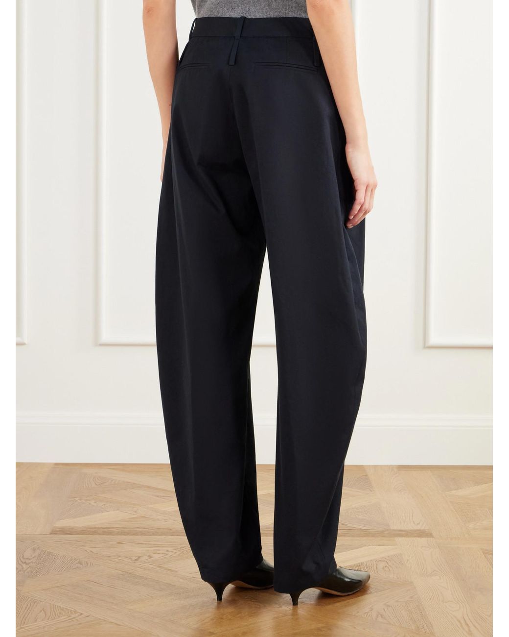 Brandon Maxwell Blue The Dean Cotton-Canvas Barrel-Leg Pants