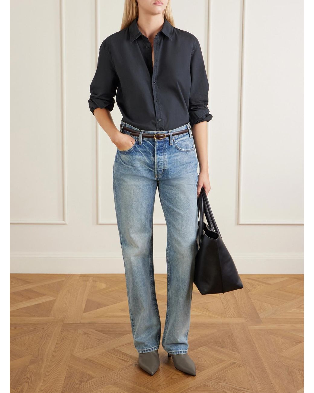 Nili Lotan Black Raphael Cotton-Poplin Shirt