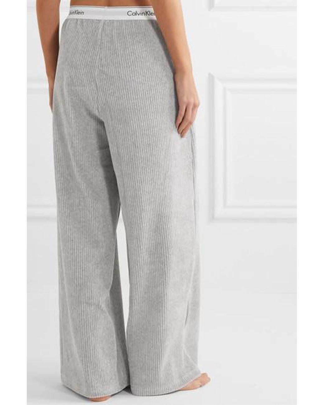 Calvin Track Lyst Gray in Klein Ribbed | Stretch-velour Pants