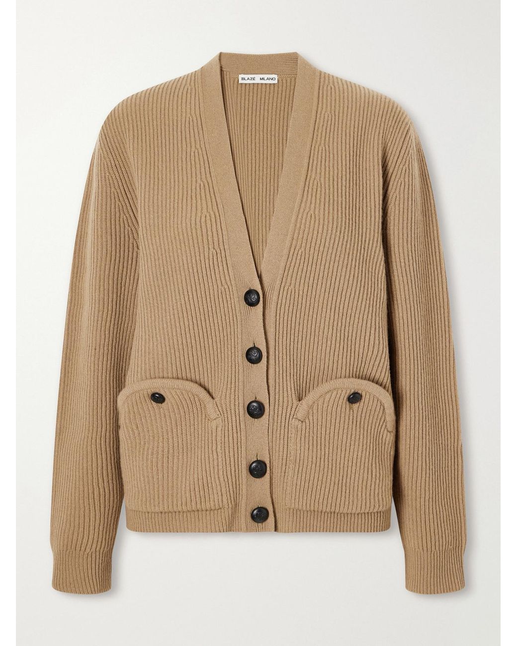 Blazé Milano Natural Highland Uda Ribbed Wool And Cashmere-Blend Cardigan