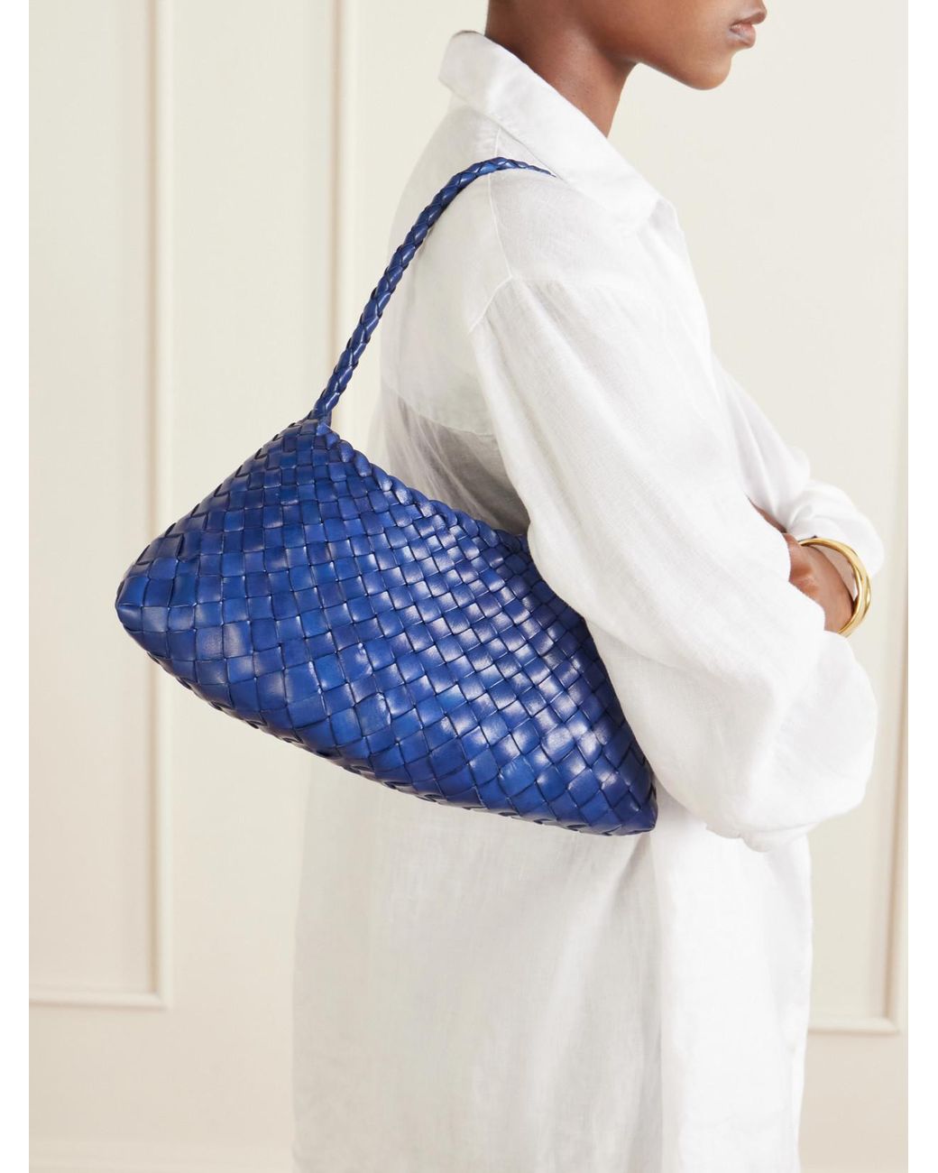 Dragon Diffusion Blue Rosanna Mini Woven Leather Shoulder Bag