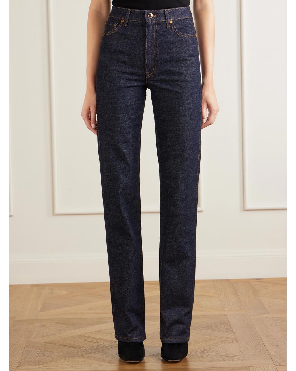 Khaite Blue Danielle High-Rise Straight-Leg Jeans