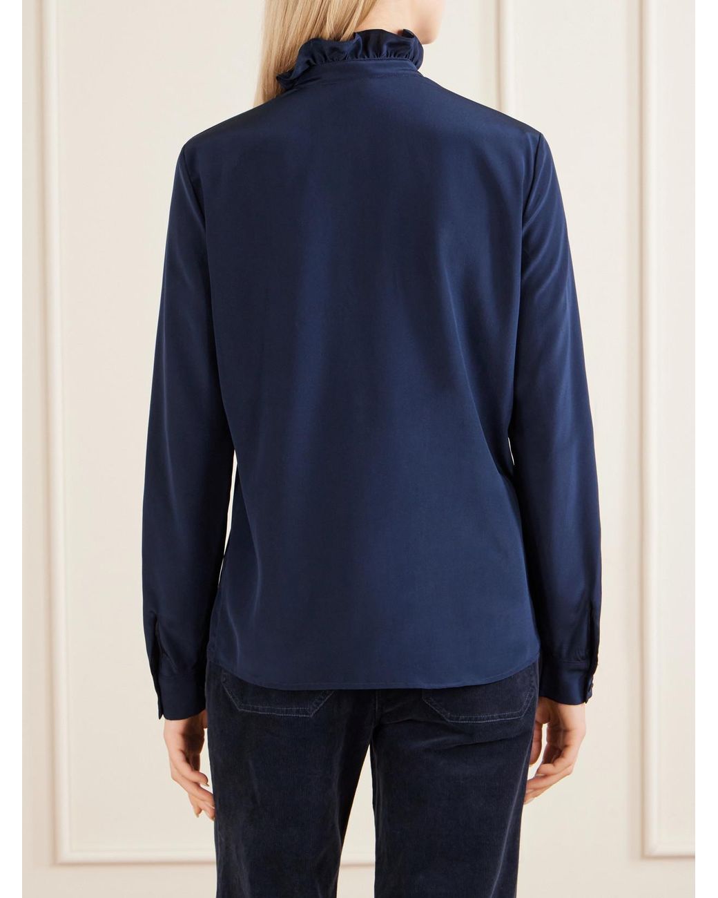 Nili Lotan Blue Lily Ruffled Silk-Satin Blouse