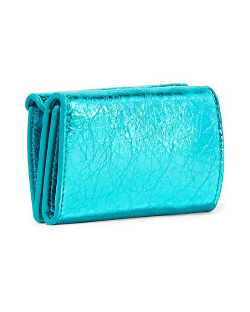 Balenciaga Papier Mini Wallet Metallic in Blue | Lyst