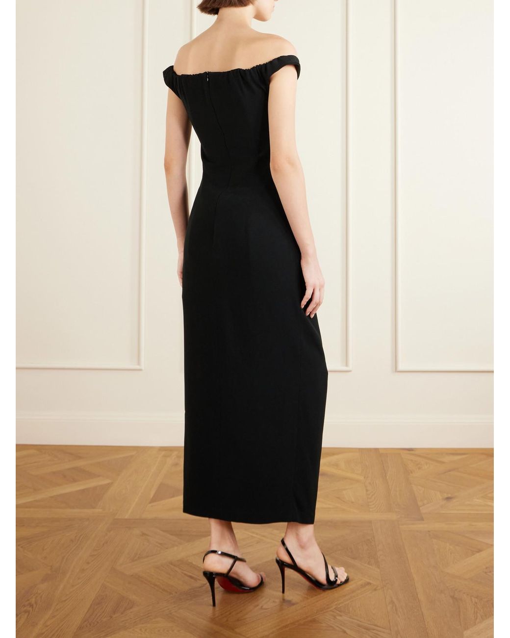 Violante Nessi Black Aurel Gathered Crepe Midi Dress