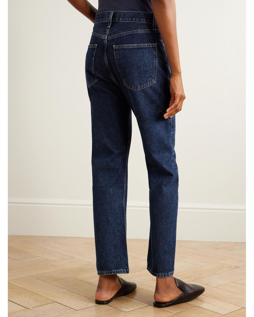 Agolde Blue 90's Pinch Waist High-Rise Straight-Leg Jeans