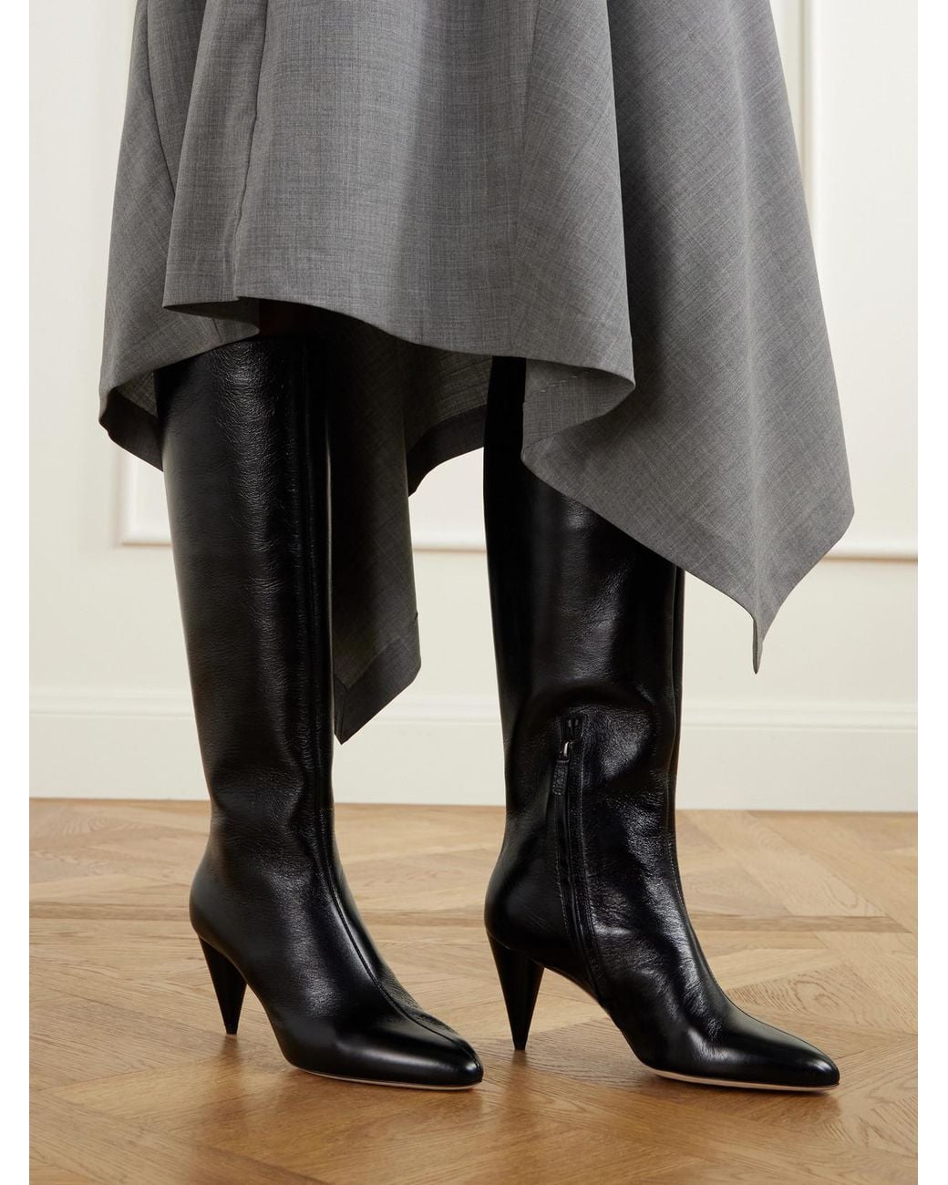Victoria Beckham Black Maverick 80 Leather Knee Boots