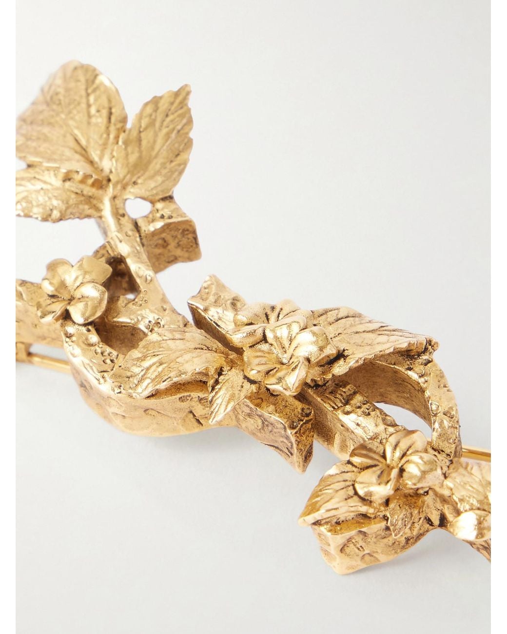 Saint Laurent Metallic Cassandre-Tone Brooch