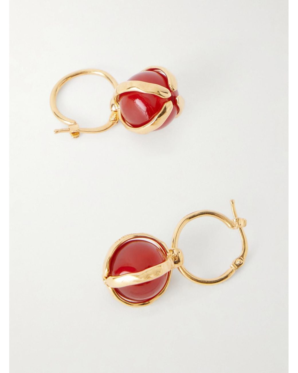 Jil Sander White Beaded-Tone Agate Earrings