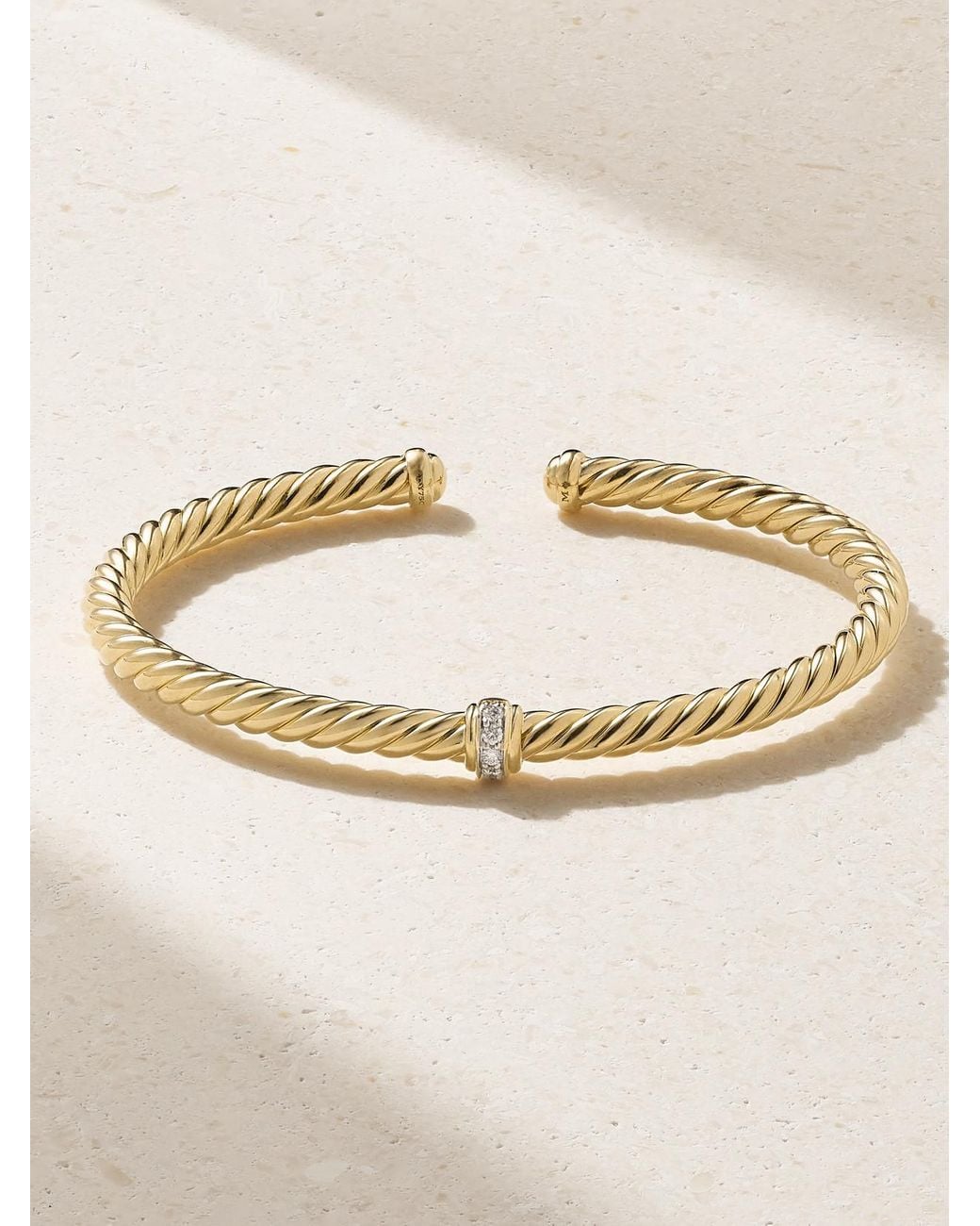 David Yurman Natural Cablespira Flex Station 18-Karat Diamond Cuff