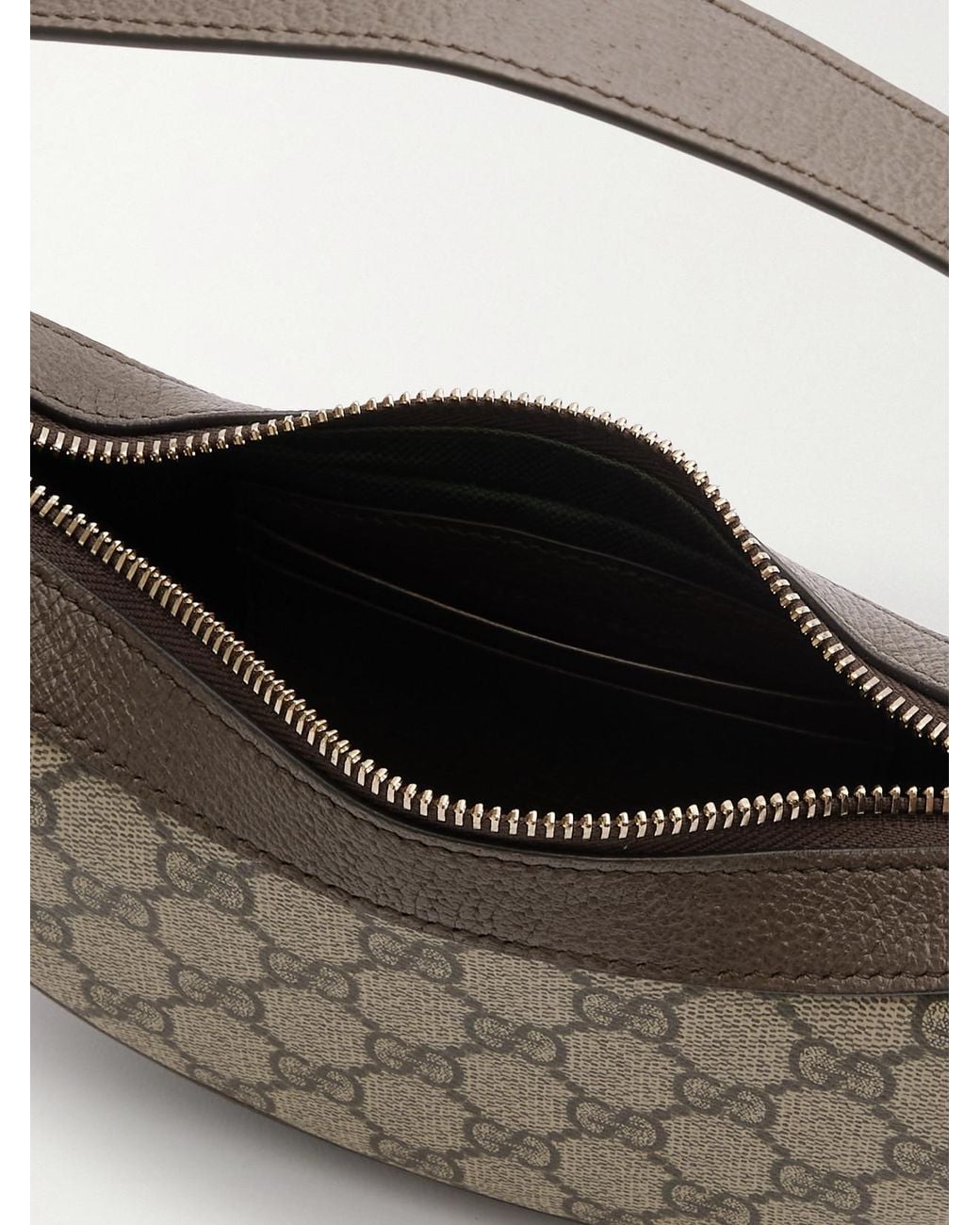 Gucci Gray Ophidia Mini Leather-Trimmed Coated Canvas-Jacquard Shoulder Bag