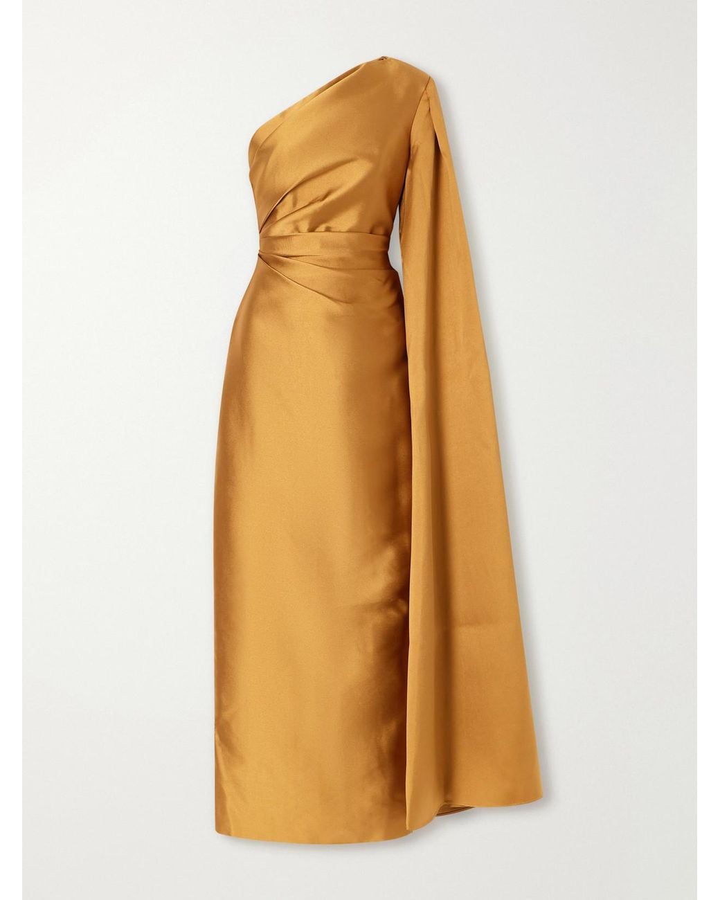 Solace London Yellow Veya One-Shoulder Twill Gown