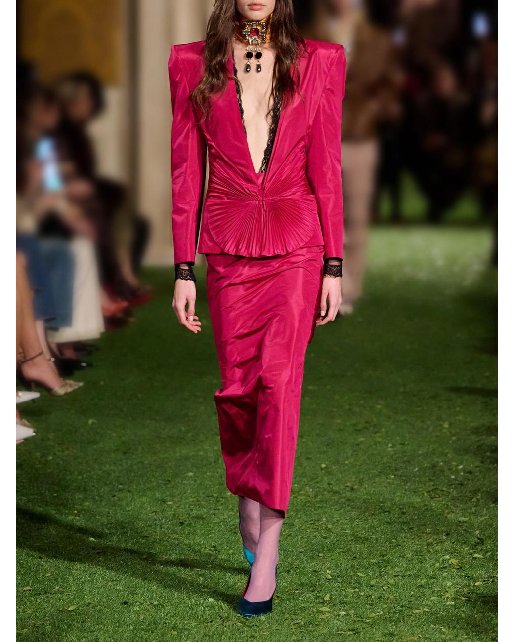 Valentino Garavani Pink Plissé Silk-Taffeta Jacket